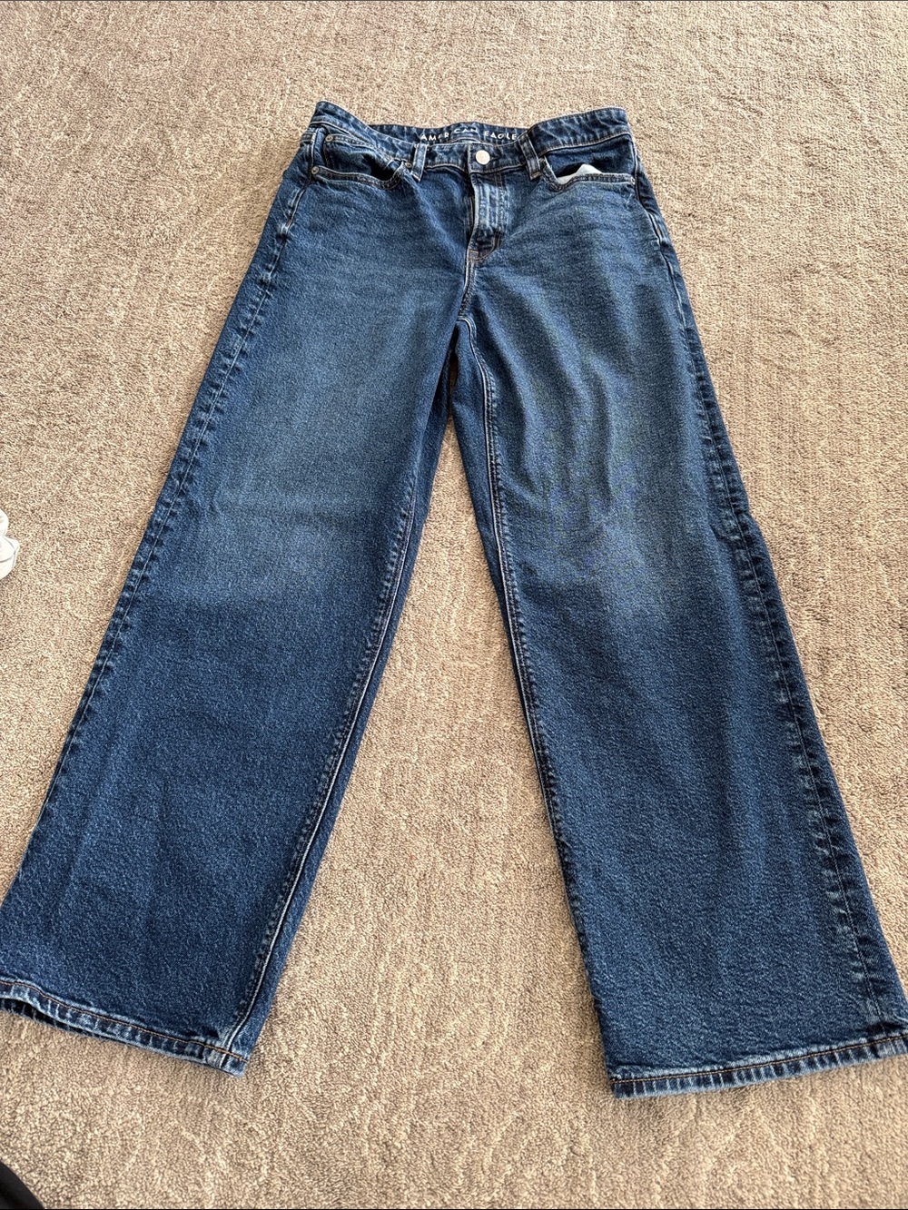 American Eagle Outfitters Wide-Leg Jeans in Dark Blue Denim